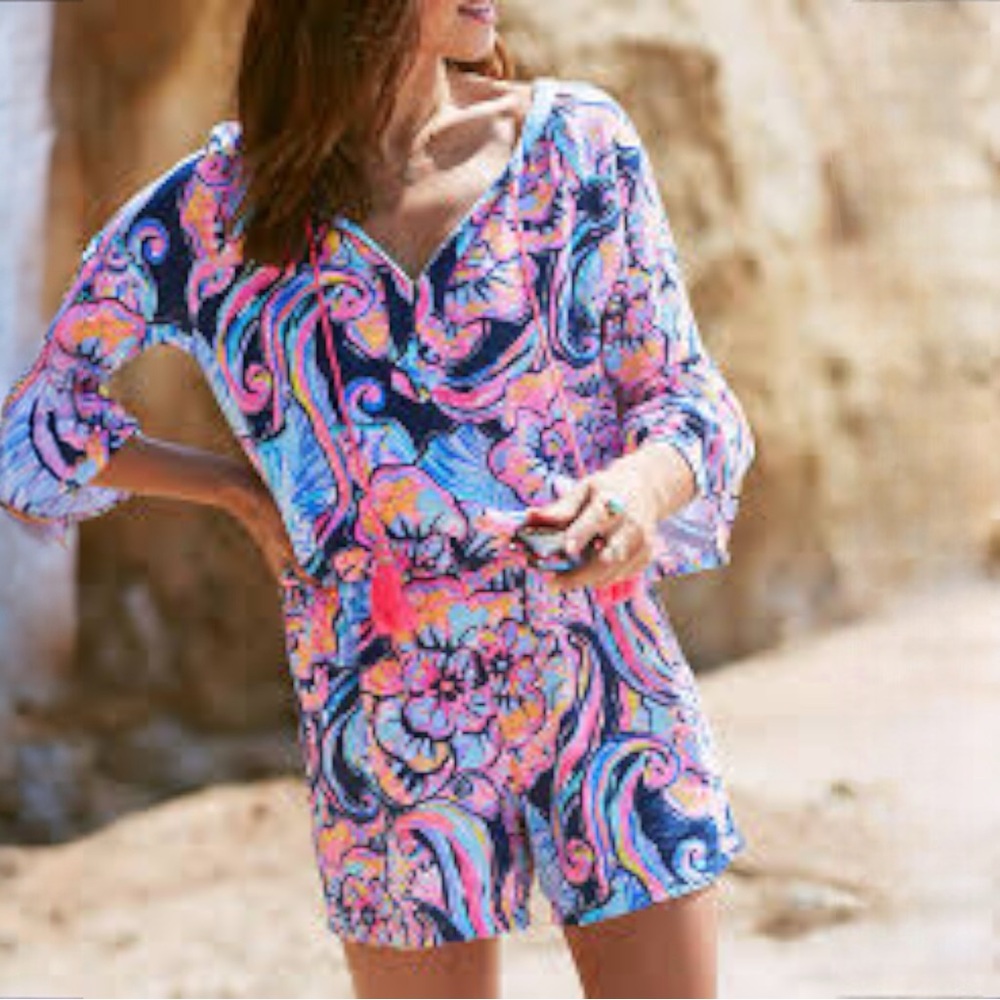Lilly Pulitzer Del Lago Romper in Nauti Navy Boho Bateau Sz M